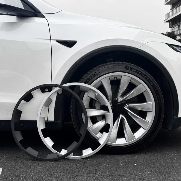 2025+ Tesla Model Y 20-Inch Helix Wheel Protectors | Premium ABS Curb Rash Guards | Easy Snap-On Installation