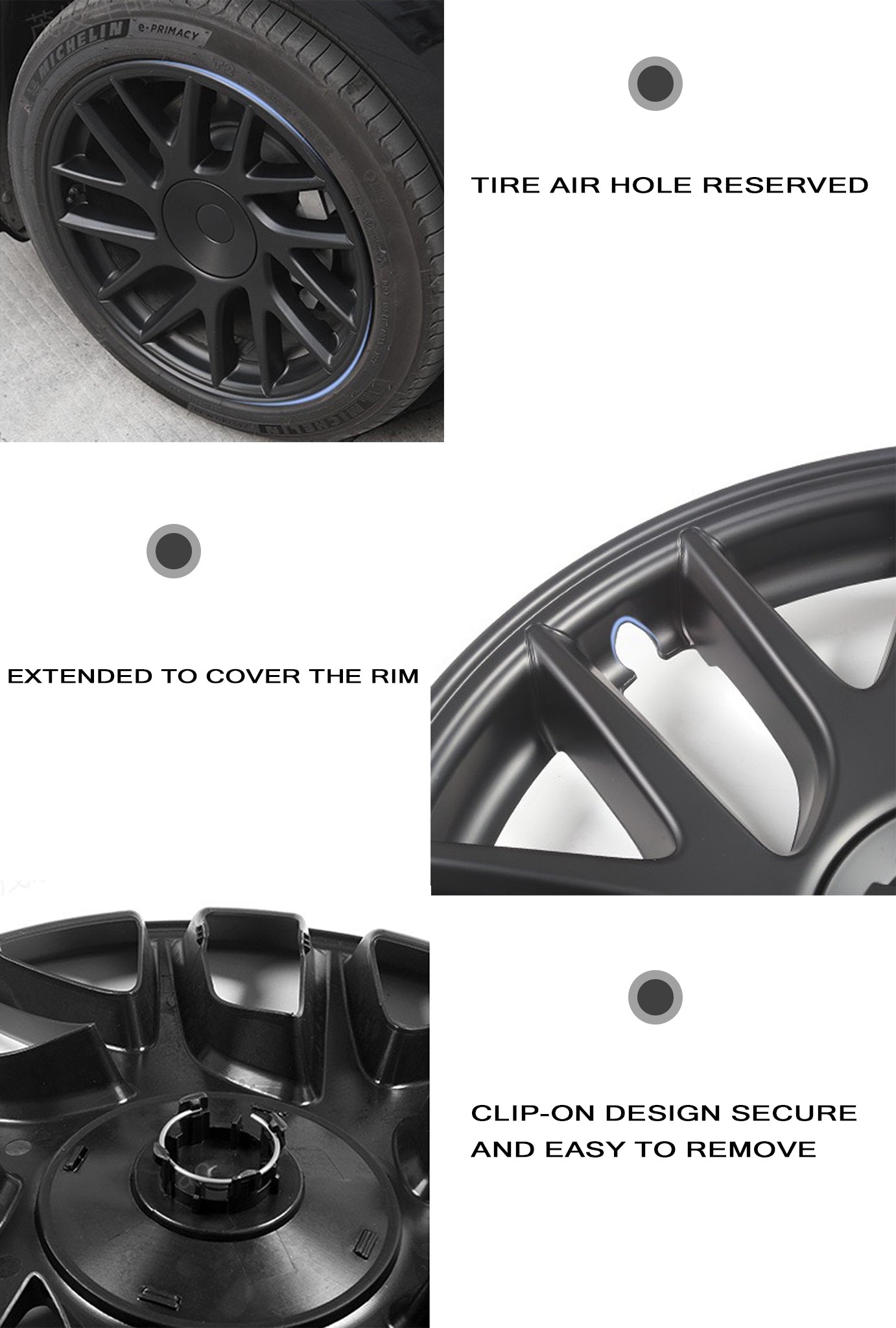 18-Inch Photon Wheel Cover for Tesla New Model 3 Highland 2024+ - Plain Center