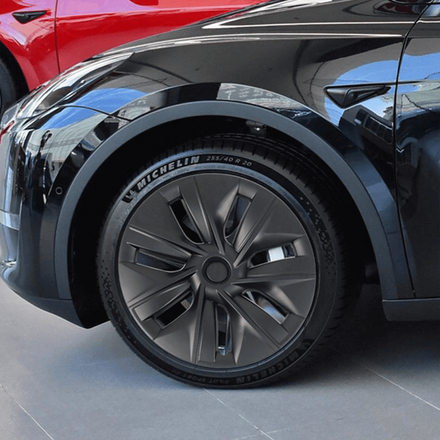 Tesla Model Y 19 Inch Gemini Wheel Cover Matte Black Hubcaps (4 Pcs Set) Curb Rash Protection